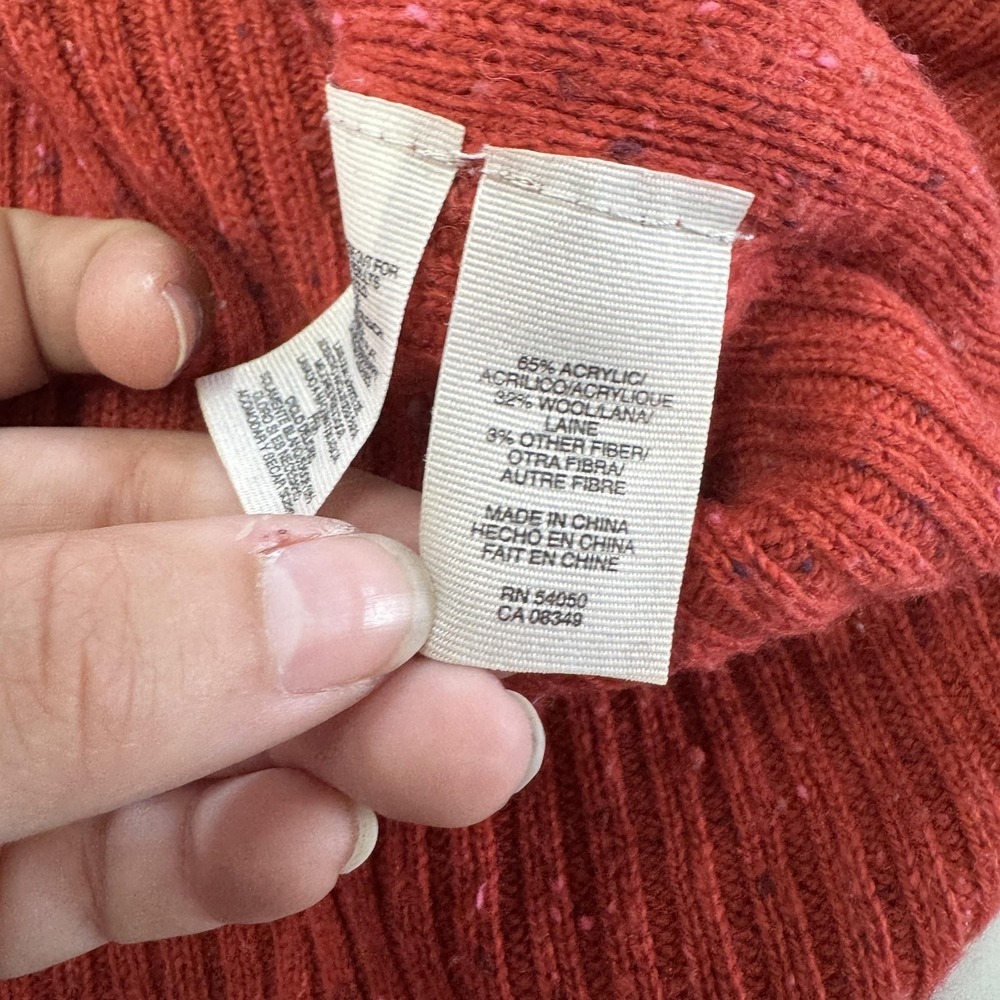 RACHEL Rachel Roy Sweater Womens Medium Red Cowl Neck Hi-Low Wool Blend Knit - Picture 6 of 9
